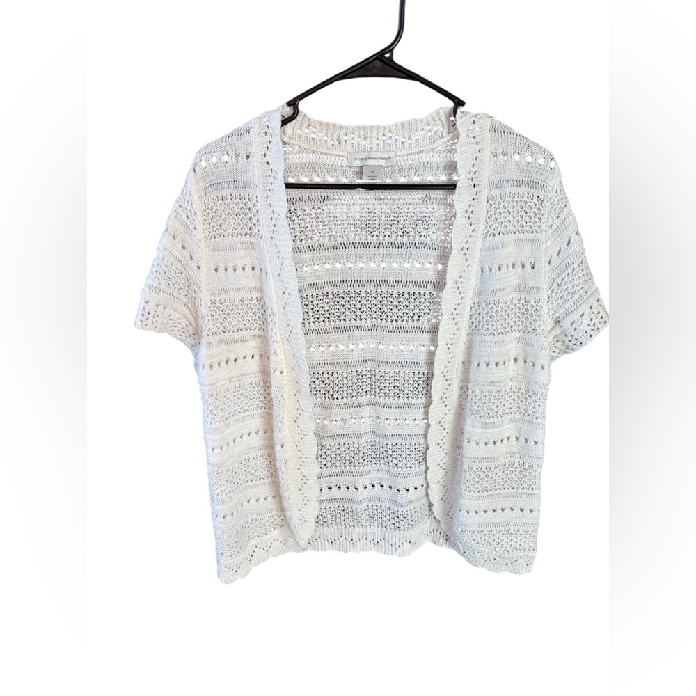 Christopher & Banks Cream Open-Front Cardigan